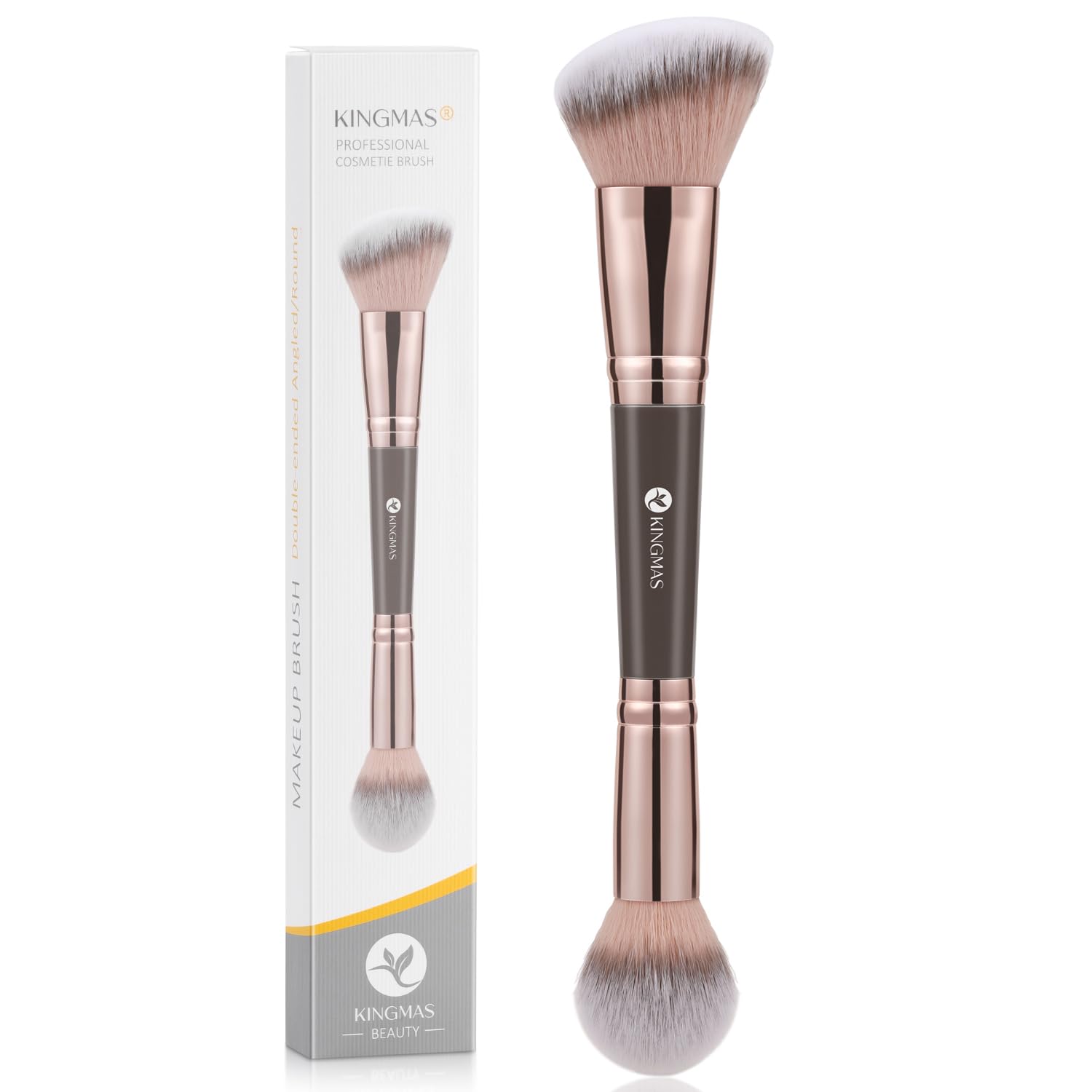 Buy now KINGMAS Foundation Makeup Brush, Double-ended Angled/Round Top Contour Brush for Beauty Blending Liquid Powder, Concealer Cream Cosmetics Blush Makeup Brush (Brown) Brown at indiglob india
