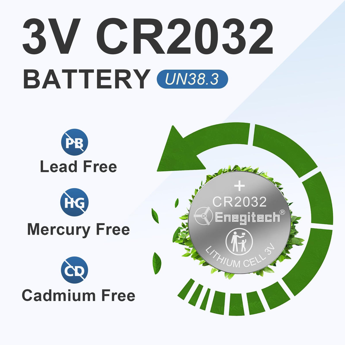 Enegitech CR2032 Batteries, CR 2032 Lithium 3V Coin Battery 6 Pack