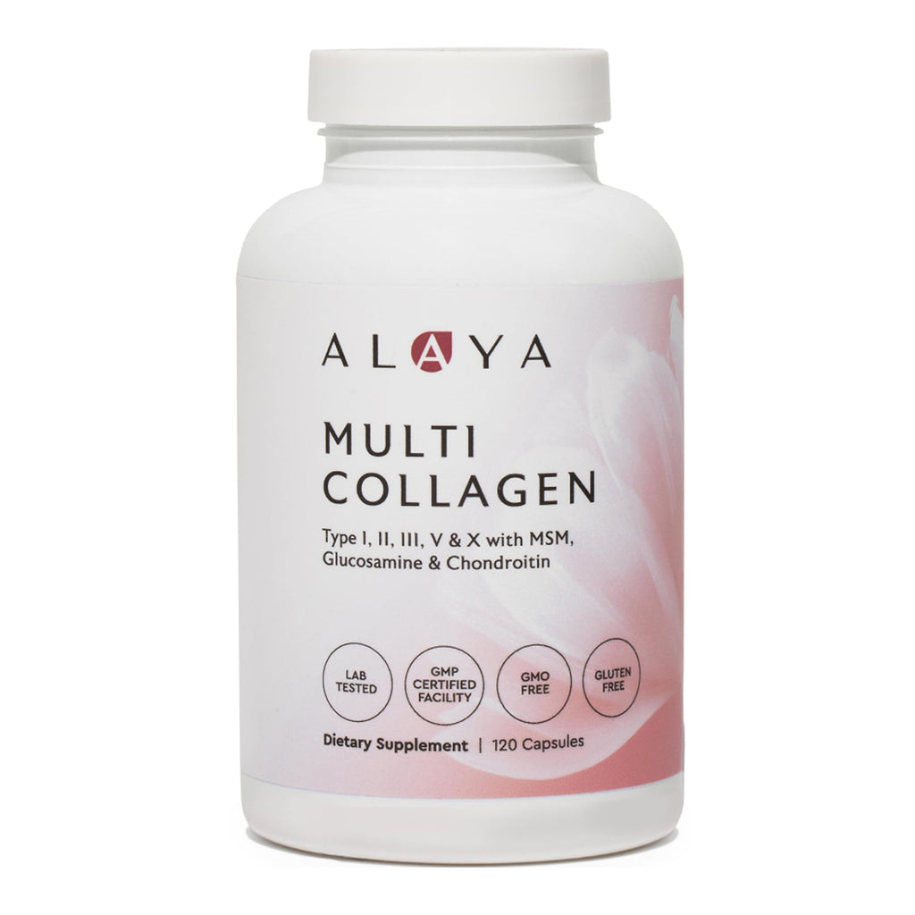 Alaya Multi Collagen Capsules, 5 Types, MSM, Grass-Fed, 120 Count