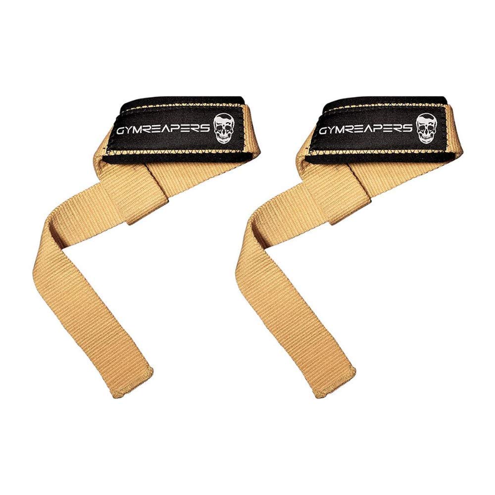 Buy now Gymreapers Lifting Wrist Straps for Weightlifting, Bodybuilding, Powerlifting, Strength Training, & Deadlifts - Padded Neoprene with 18 inch Cotton Desert Tan at indiglob india