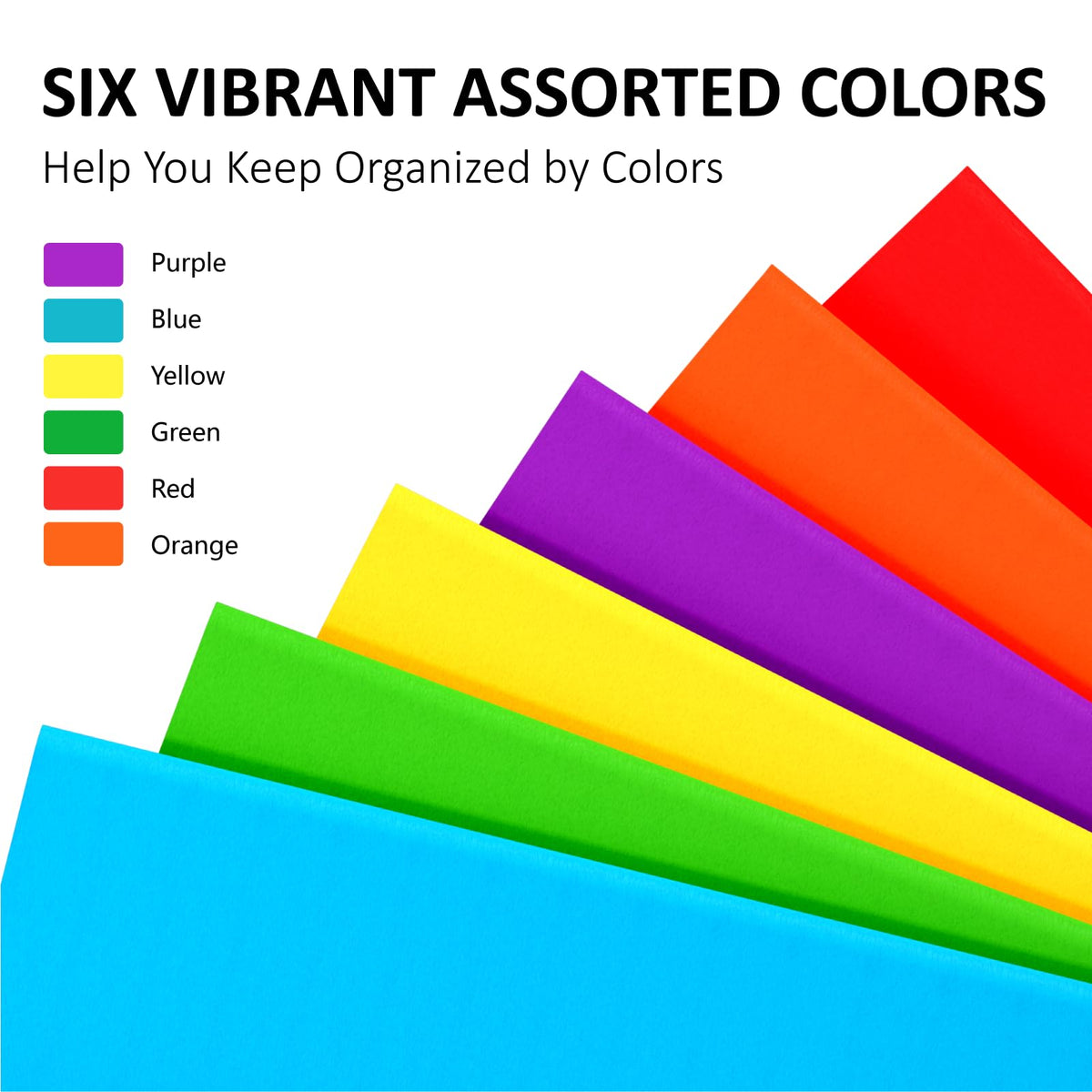 Folders with Pockets, 6 Pack Assorted Colors, 2 Pocket, Colored File Folder