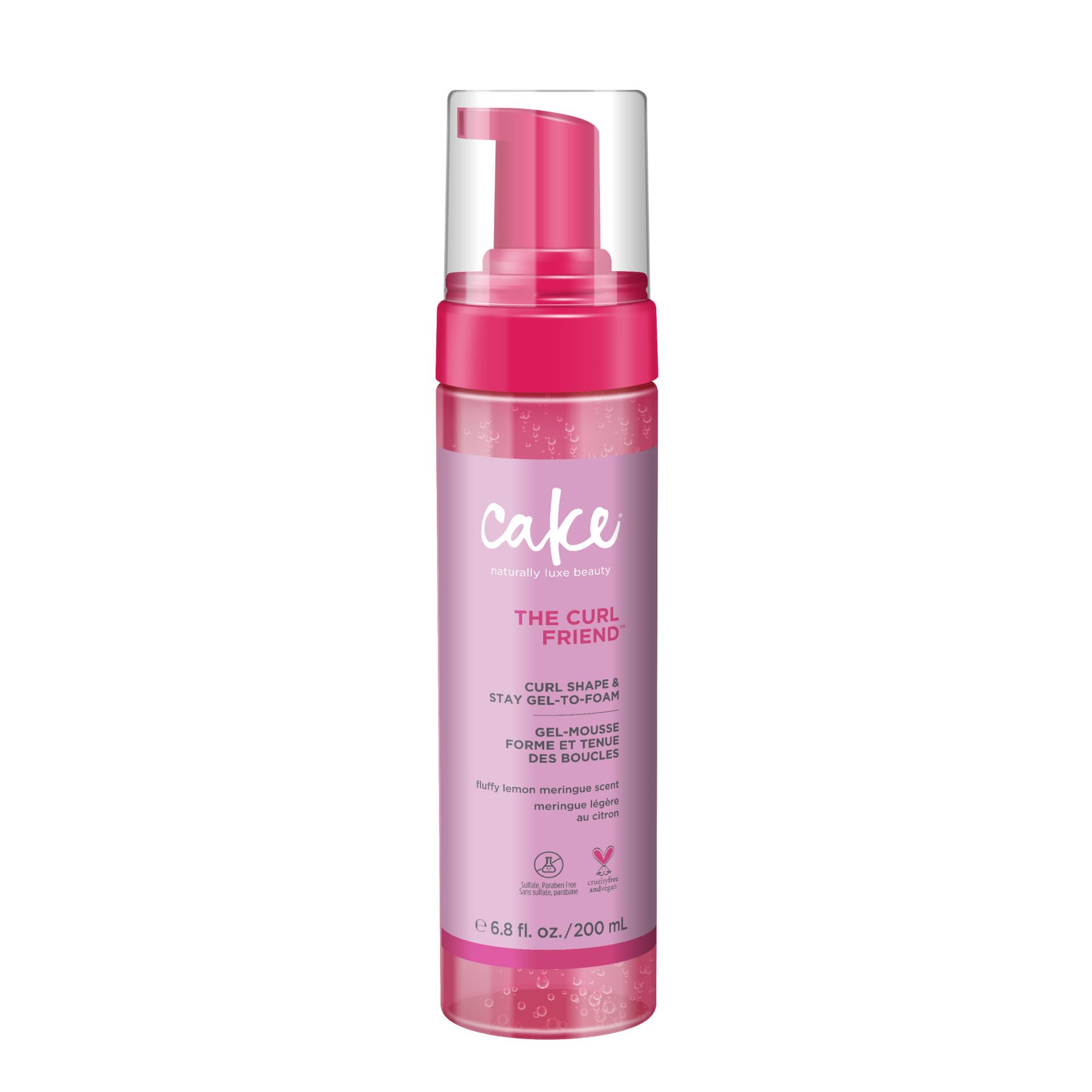 Cake Beauty The Curl Friend Gel-to-Foam Curl Styler - High Hold - 200 mL | Curl Defining Gel - Coconut Oil & Shea Butter - Curly Hair - Frizz Protection, Vegan, Cruelty & Sulfate Free - 6.8 Fl Oz