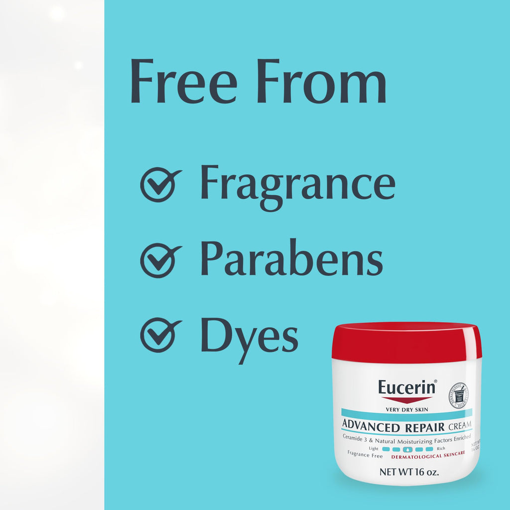 Buy now Eucerin Advanced Repair Body Cream for Very Dry Skin, Fragrance Free Daily Body Moisturizer, 16 Oz Jar at indiglob india