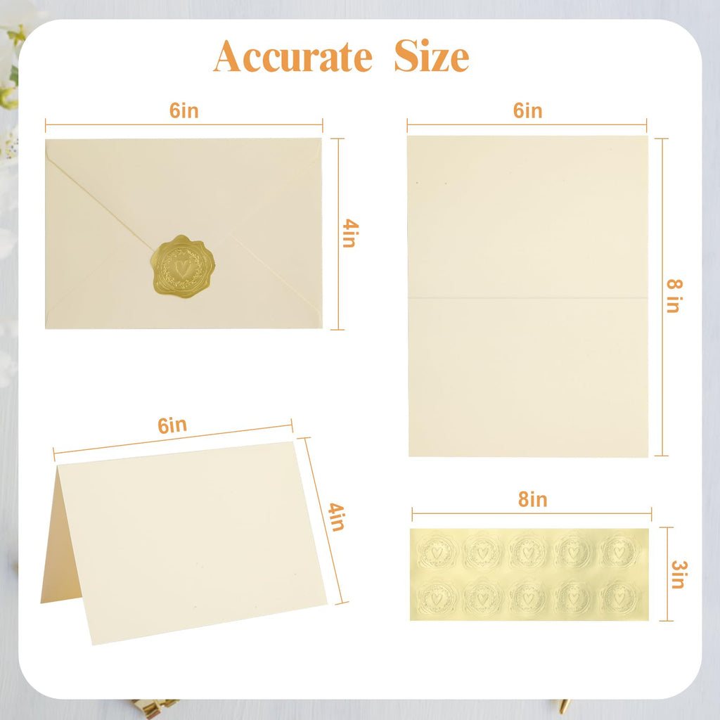 50 PACK Cream Blank Cards and Envelopes 4x6 Inch, Note Greeting Cards, Folded Ivory Cardstock and Envelopes Self Seal for Wedding, Invitations, DIY Greeting Cardstock, Thank You Cards & All Occasion
