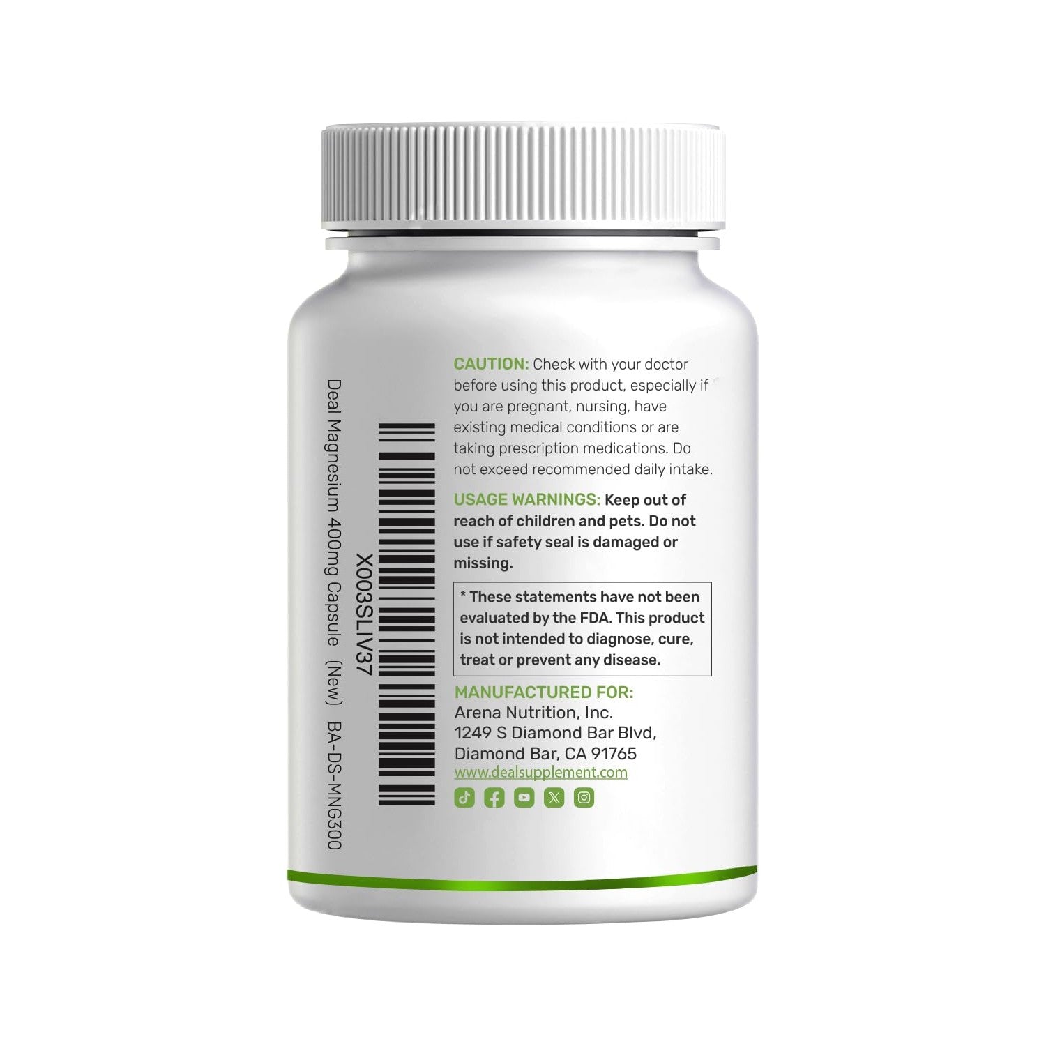 Magnesium Glycinate 400mg, 300 Capsules | 100% Chelated for Easy Absorption | Essential Mineral Supplement for Muscle, Sleep, & Heart Health*