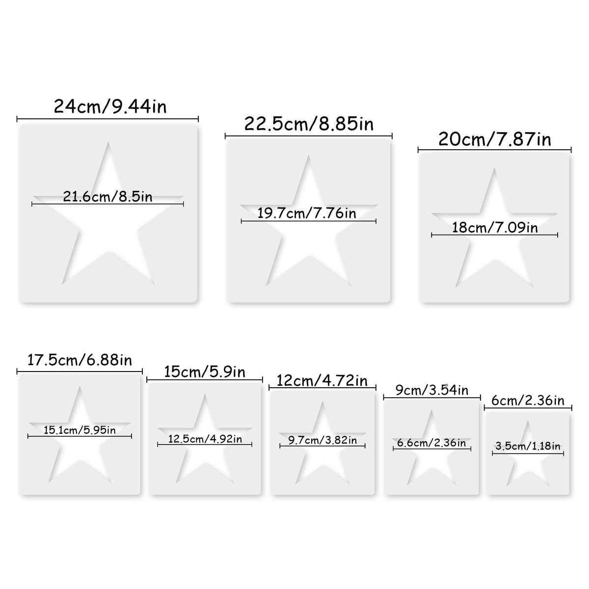 Star Stencil, 8 Pcs Different Size Star Stencils, Stars Template Stencil, Large Stencil for Spray Painting, Painting Template for Fabric Walls Arts Paper
