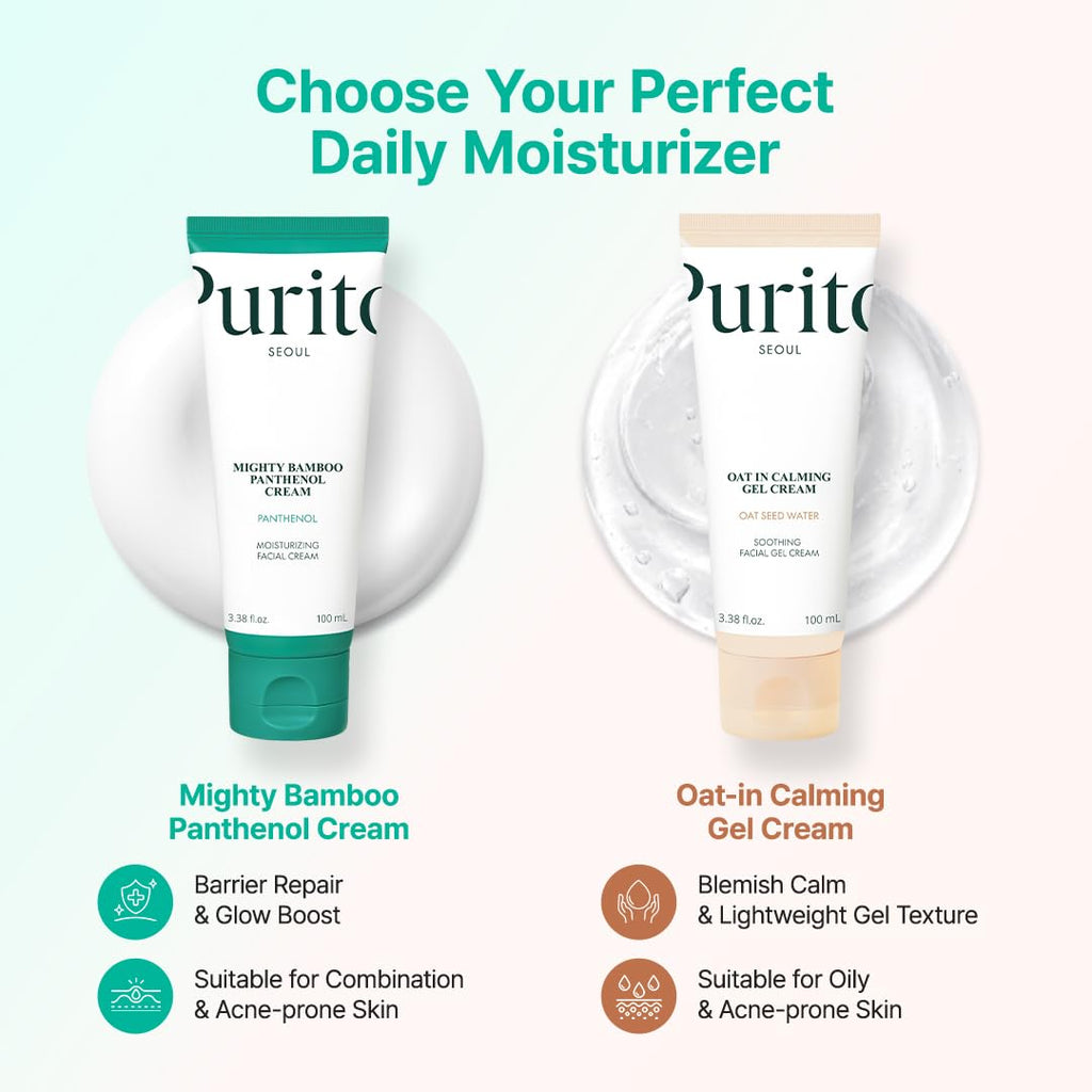 PURITO Panthenol 10% Cream for Sensitive Skin, 3.38 fl.oz | Skin Barrier Repair, Face Moisturizer, Blemish-Prone Care, Non-Comedogenic & Vegan, Korean Skincare