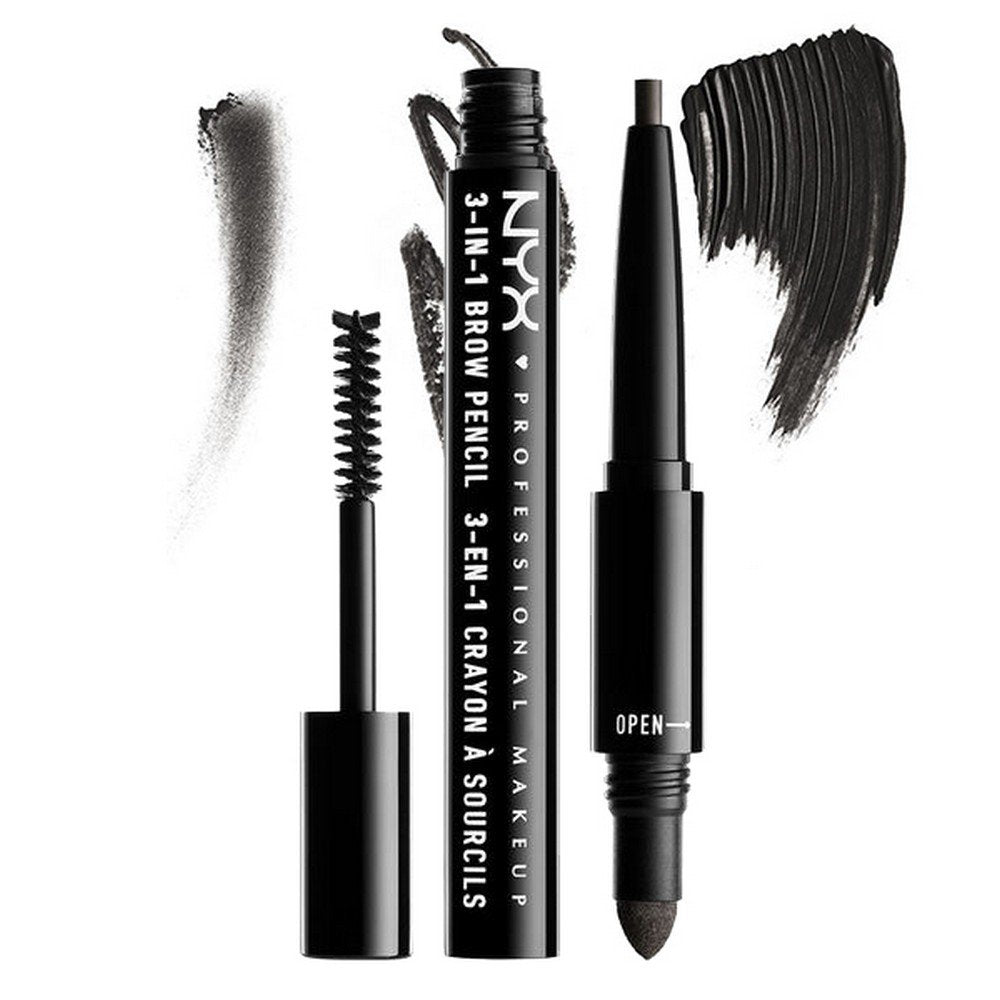 Buy now NYX Cosmetics 3-in1 Brow Pencil Black at indiglob india