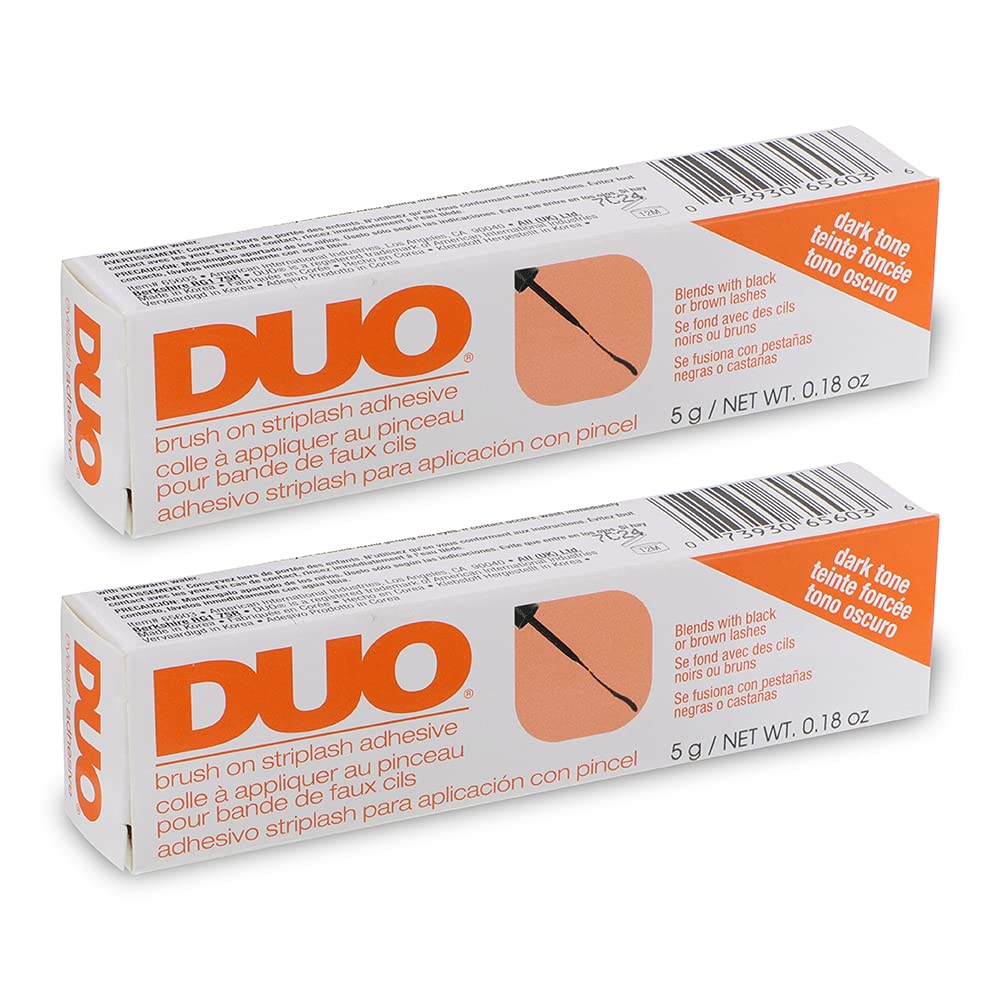 DUO Brush-On Eyelash Glue – Clear Lash Adhesive for False Lashes, Long-Lasting Duo Lash Glue with Precision Brush, 0.18 oz, 2-Pack