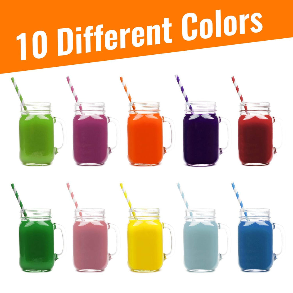 Weemium Paper Straws Disposable - 200 Pack - Durable & Non-Soggy Striped Paper Straws for Drinking in 10 Colors - 100% Biodegradable & Eco-Friendly for Parties, Events, Crafts & Everyday Use