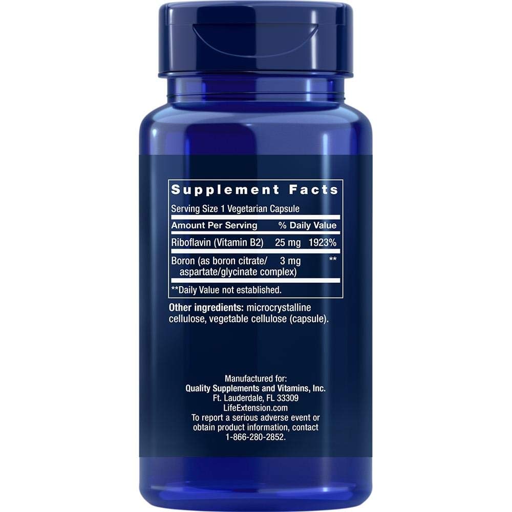 Life Extension Boron 3 mg with Vitamin B2, 100 Capsules | With Vitamin B2, Supports Healthy Bones, Bone Metabolism & Immune Function, Gluten Free, Non-GMO & Vegetarian