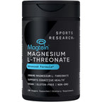 Sports Research® Magnesium L-Threonate 2000mg w/Magtein®, 90 Count | 2000mg/144mg Elemental Mag per Serving - Brain & Sleep Support - Vegan, Non-GMO, Gluten-Free