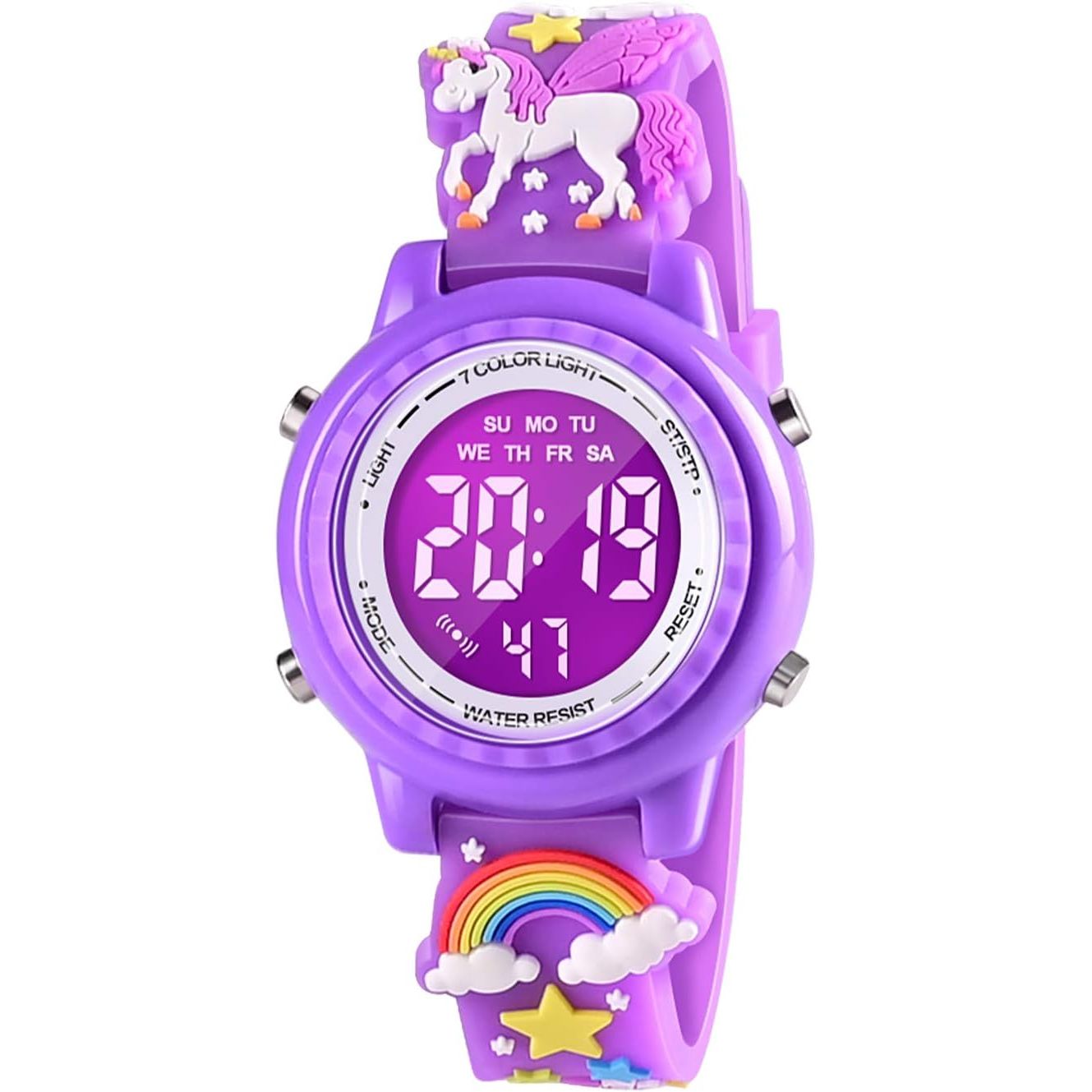 Buy now 3D Cartoon Waterproof Kids Watches with Alarm - Best Toys Gifts for Girls Age 3-10 Dark Purple at indiglob india