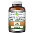 Amazing Formulas Calcium Magnesium Zinc + Vitamin D3 Supplement | 500 Tablets | Non-GMO | Gluten-Free | Made in USA