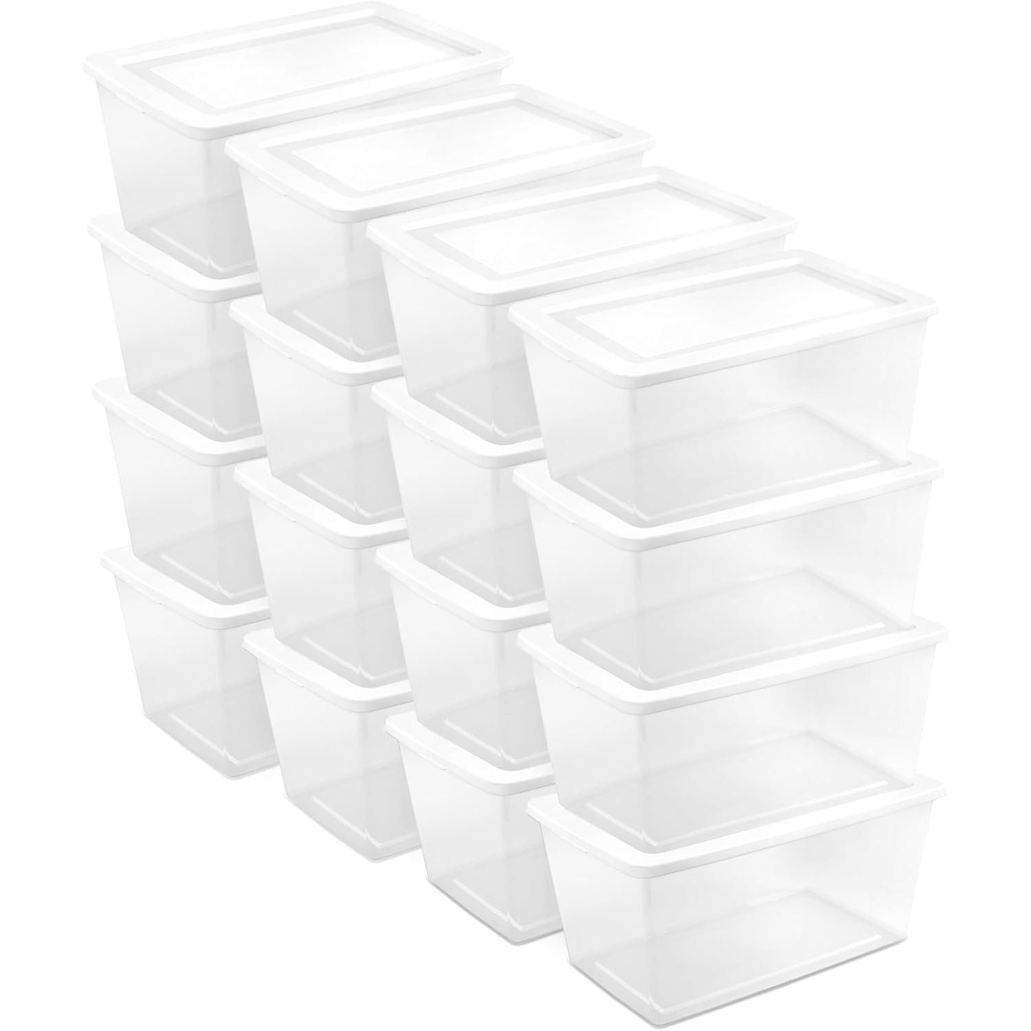 Buy now Sterilite 24-Pack 6 Quart Storage Box, Stackable Clear Plastic Bins with Snap-On Lids - Heavy-Duty Organizing Containers for Closet, Bathroom, and Office 90 Quart 16 Pack at indiglob india