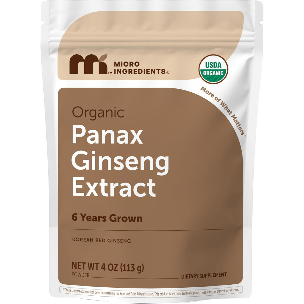 Micro Ingredients Organic Korean Ginseng Root Powder, 4 Ounce | Red Panax Ginseng Root | Traditional Asian Herb | Non-GMO & Vegan Friendly