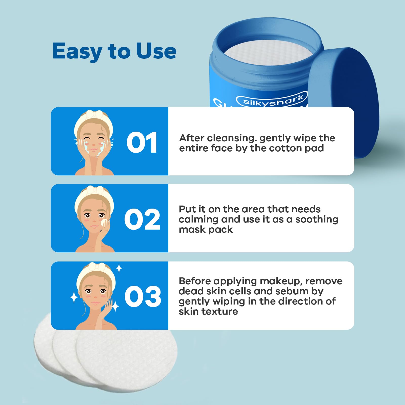 SilkyShark Glycolic Acid 20% Resurfacing Pads (60 Count), 20% Ultra Pure Glycolic Acid + 2% Salicylic Acid, Exfoliating Peel Pads for Face & Body, Effective Chemical with Vitamin B&C&E