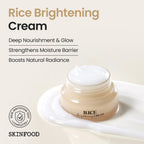 SKINFOOD Rice Brightening Cream, Korean Face Moisturizer with 48 Hours Fermented Rice Water, Korean Skin Care Rice Moisturizer for Natural Glow Glass Skin, Nourishing, Vegan, 60ml/2fl.oz.