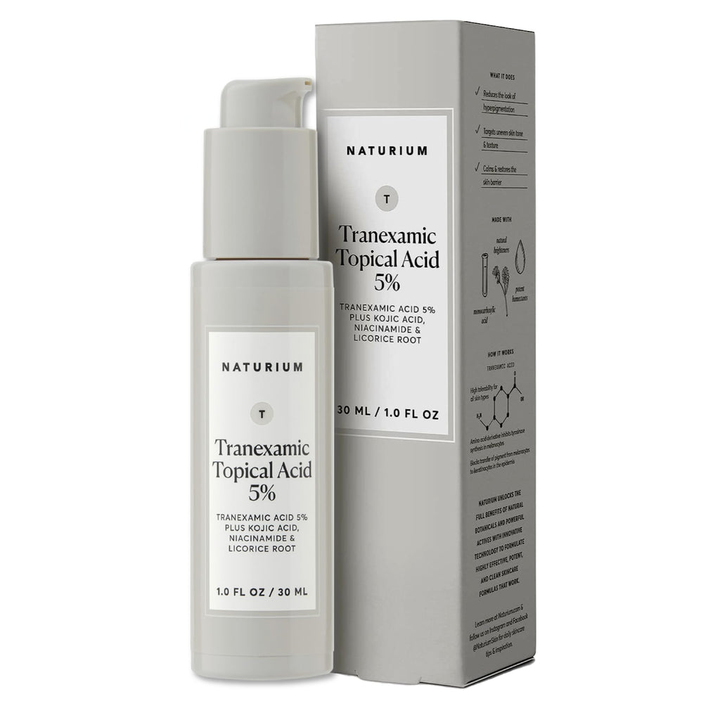 Naturium Tranexamic Topical Acid 5%, Face & Skin Care, 1 fl oz | Serum for Even Tone & Texture, Targets Dark Spots, Boosts Radiance with Kojic Acid, Niacinamide & Licorice Root
