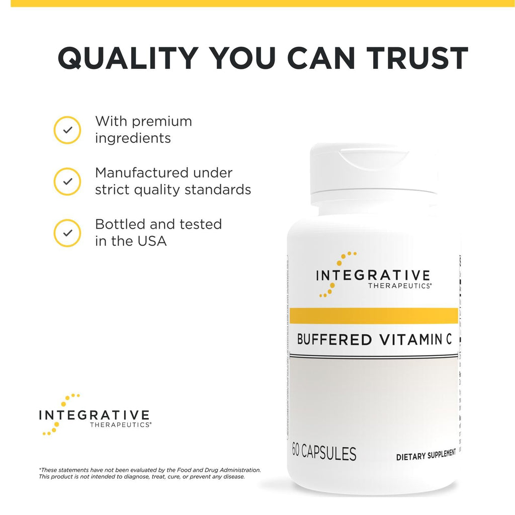 Integrative Therapeutics Buffered Vitamin C 1,000 mg - Easy, Daily Immune Support with Magnesium & Calcium* - Antioxidant Support for Healthy Skin & Connective Tissues* - 60 Vegan Capsules, 1