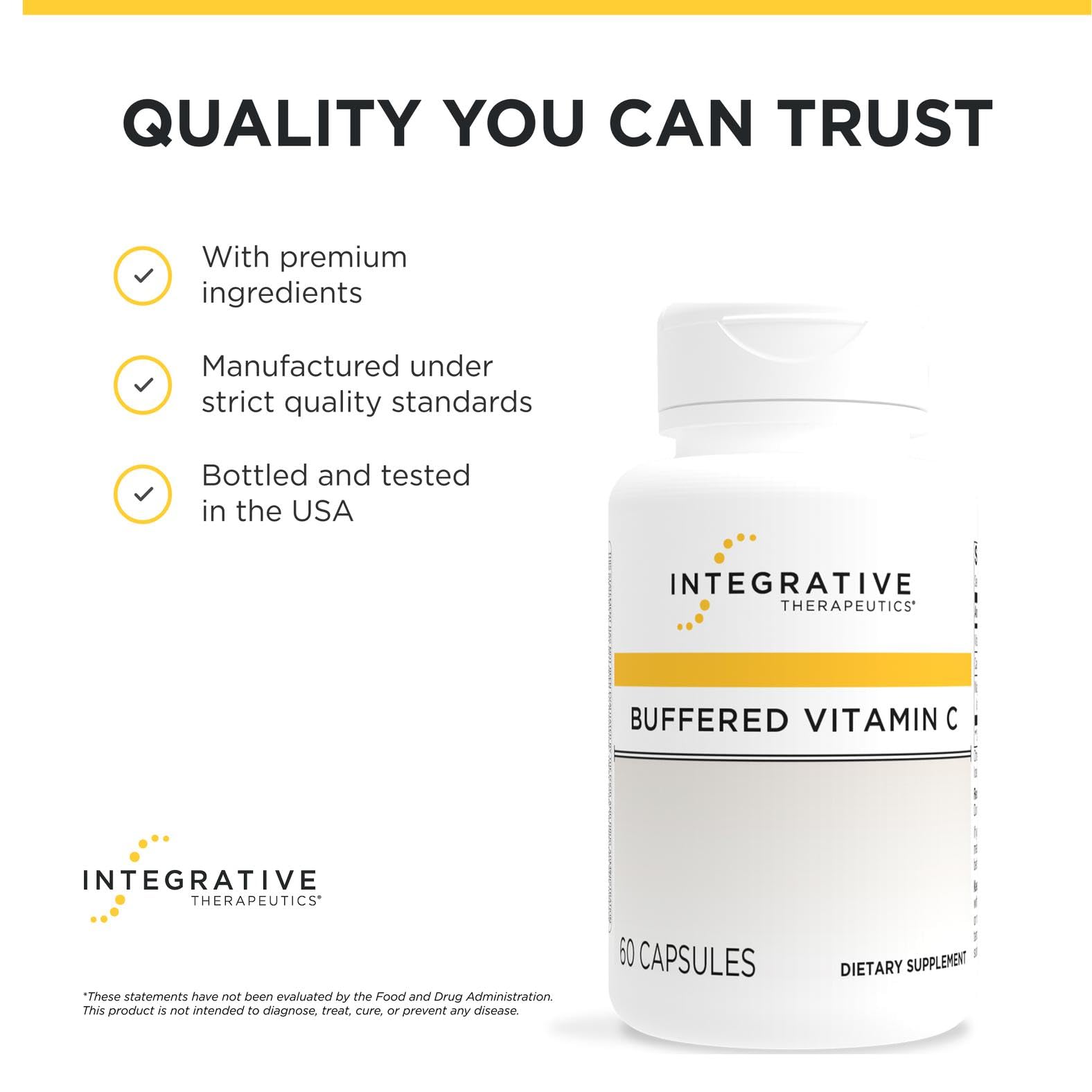 Integrative Therapeutics Buffered Vitamin C 1,000 mg - Easy, Daily Immune Support with Magnesium & Calcium* - Antioxidant Support for Healthy Skin & Connective Tissues* - 60 Vegan Capsules, 1