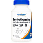Nutricost Benfotiamine (600mg) 180 Capsules, Fat Soluble Vitamin B1 | Gluten Free, GMO-Free, Vegan, 90 Servings