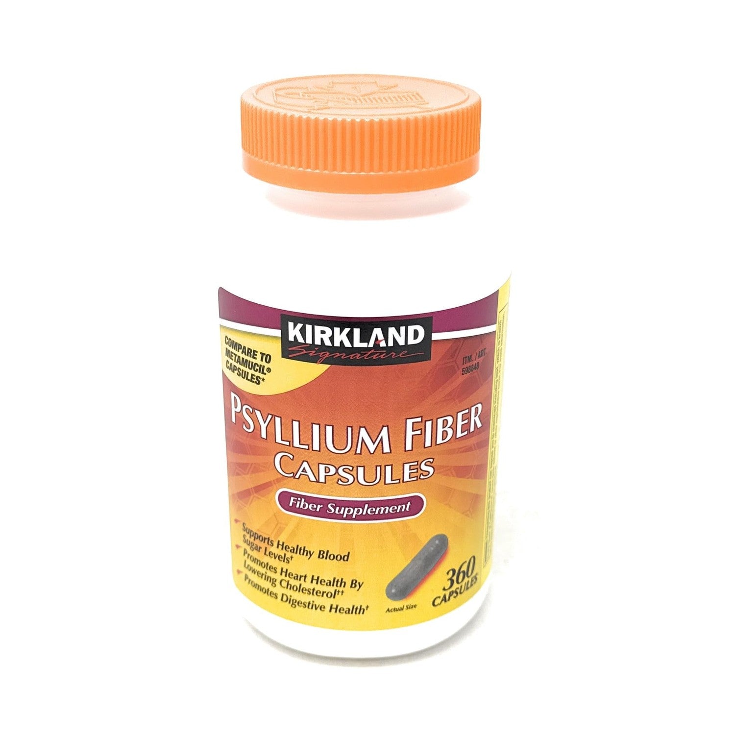 Fiber Capsules Kirkland Therapy for Regularity/Fiber Supplement, 360 capsules - Compare to the Active Ingredient in Metamucil Capsules
