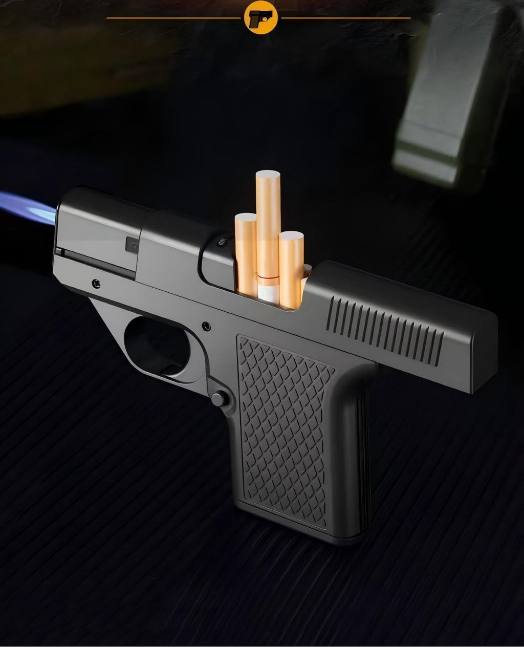 Tactical-Style Torch Lighter & Cigarette Case Combo, Windproof Blue Jet Flame, Multi-Function Tool, Ergonomic Zinc Alloy Body, Unique Birthday for Men(No Fuel)