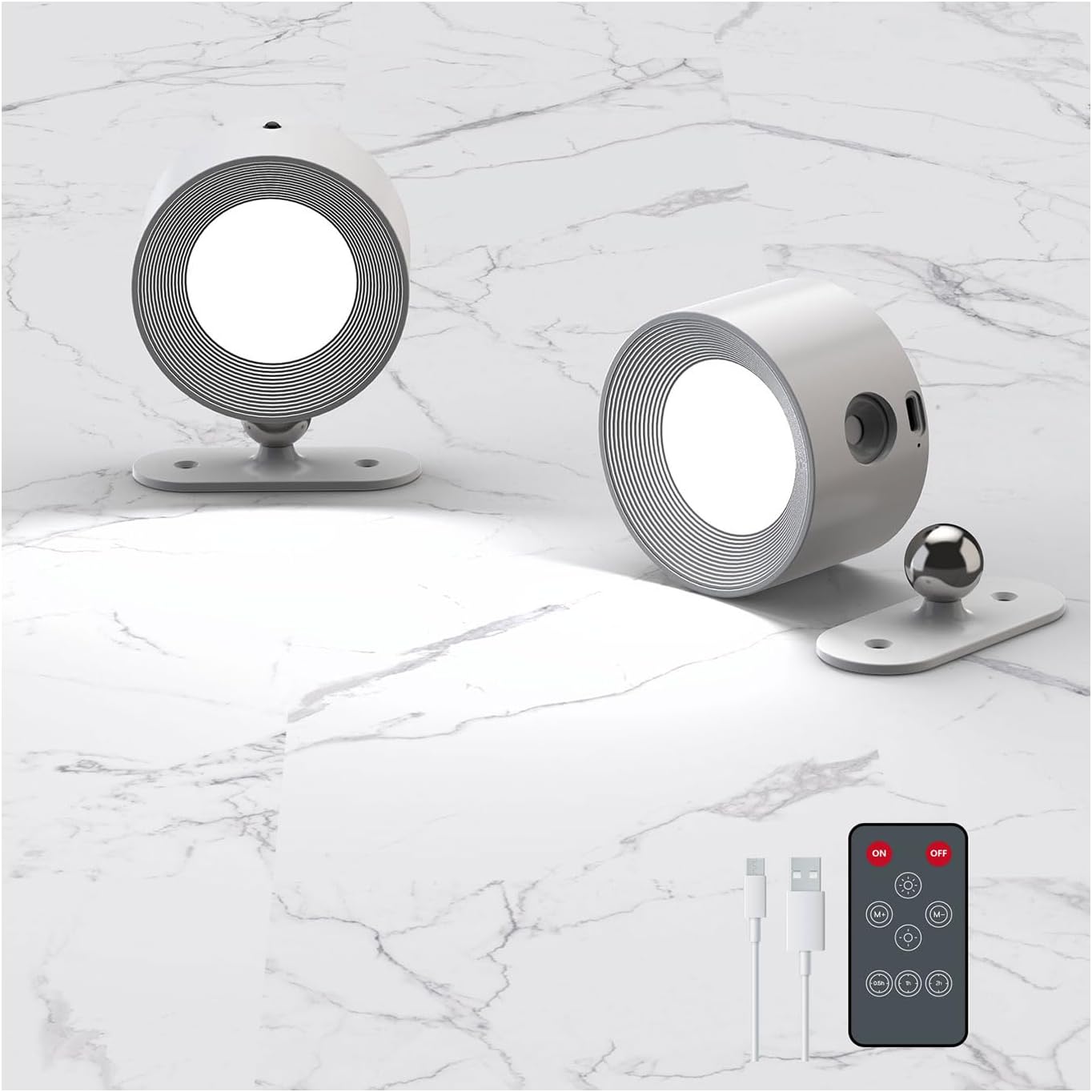 Buy now LED Wall Sconce, Wall Mounted Lamp with Rechargeable Battery Operated USB Port 3 Color Temperature & 3 Brightness Level 360°Rotate Magnetic Ball, Cordless Light for Reading Study Bedside White-B at indiglob india