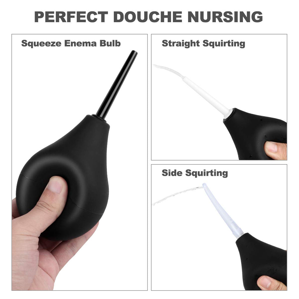 RANEU Enema Bulb Anal Douche Enema Kit for Women & Men with 3 Nozzles (4 Piece Set)