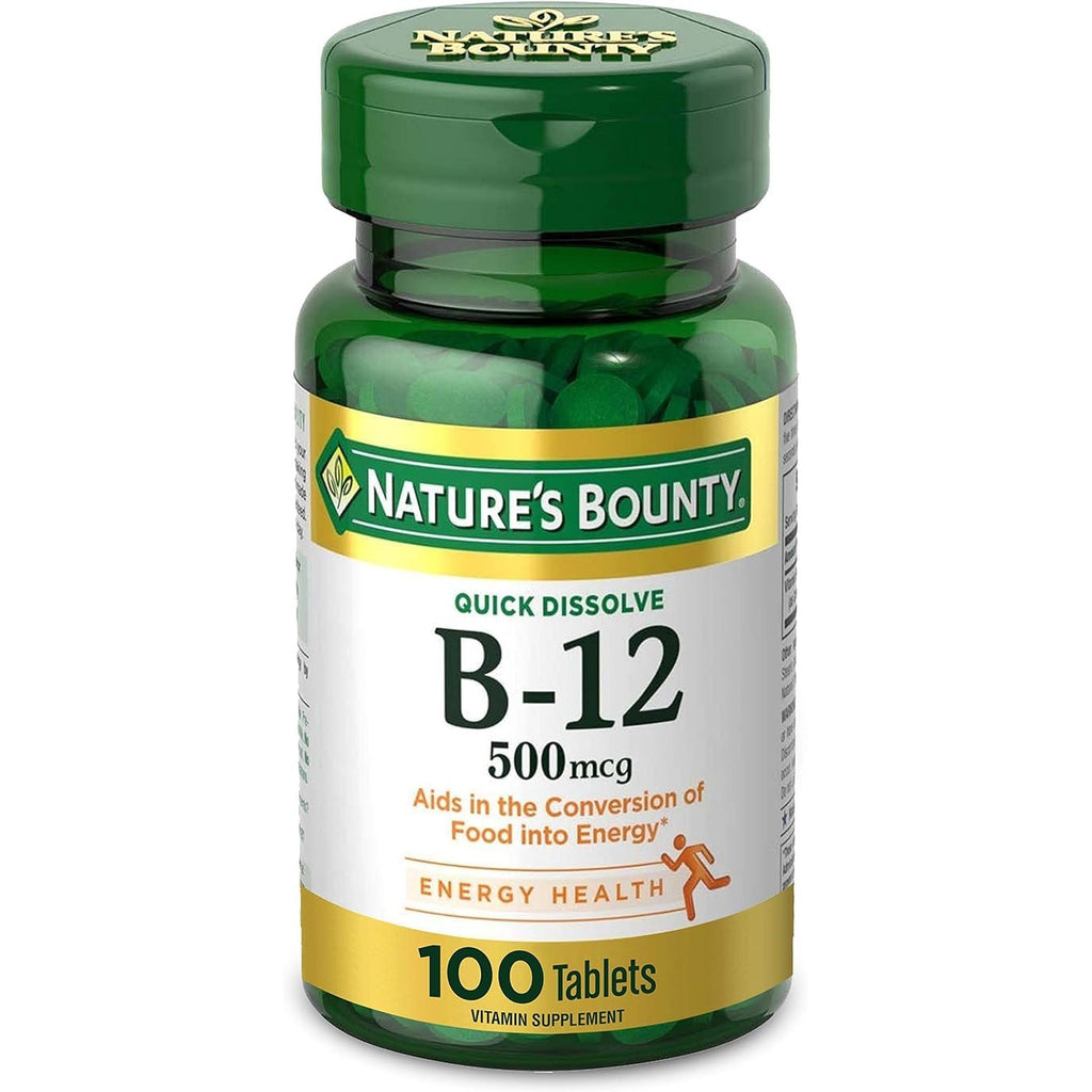 Nature’s Bounty Vitamin B-12 500 mcg, 100 Count (Pack of 2)