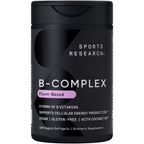 Sports Research® Vitamin B-Complex, 120 Count Plantgels™ | Full Spectrum of B Vitamins with Methylated B12 & Folate - Gluten Free · Plant-Based · Non-GMO · Vegan-Friendly Formula