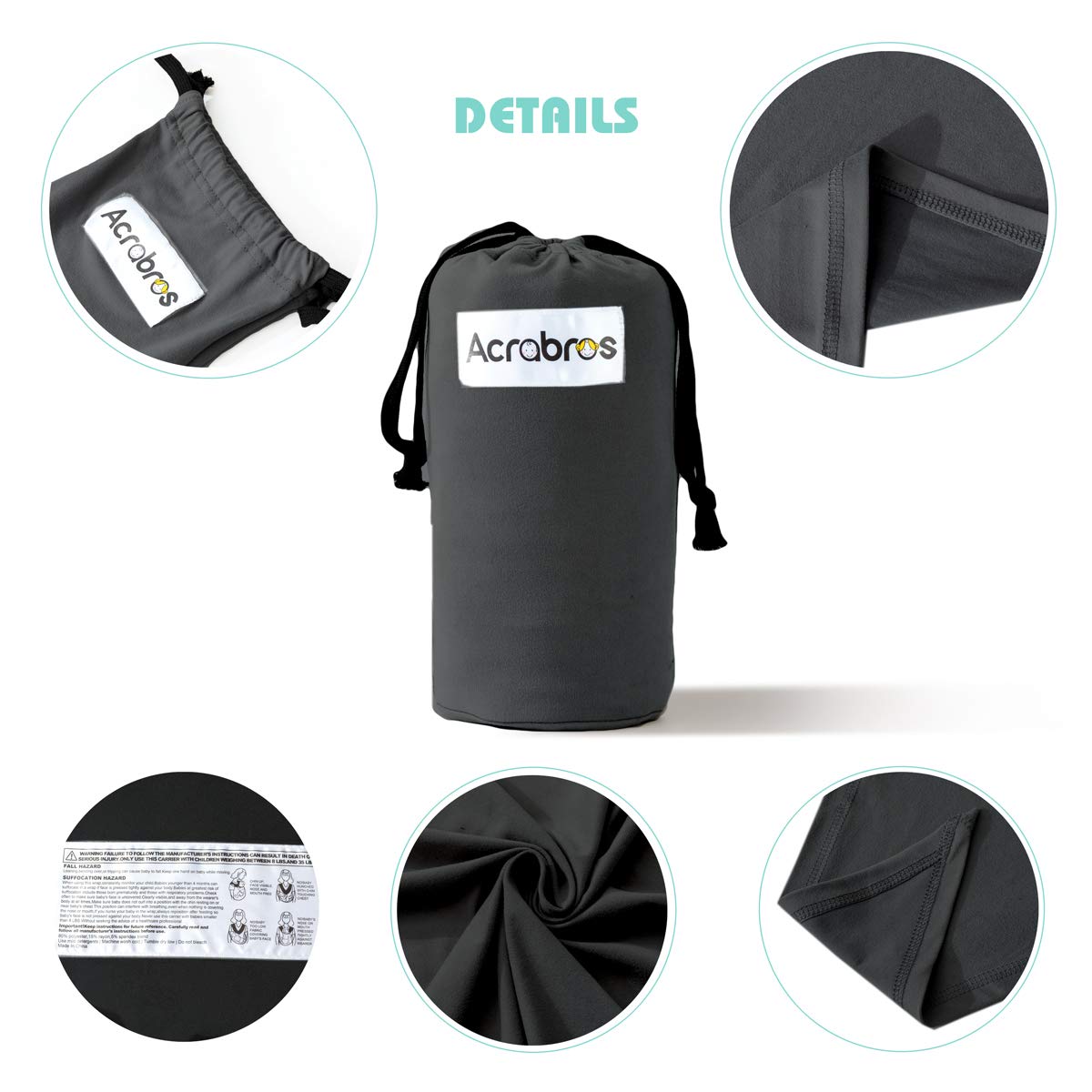 Buy now Acrabros Baby Wrap Carrier,Hands Free Baby Carrier Sling,Lightweight,Breathable,Softness,Perfect for Newborn Infants and Babies Shower Gift,Black at indiglob india