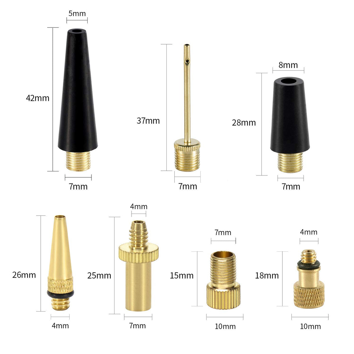 Bicycle Presta Schrader Valve Adaptor, 16PCS YASI Brass Bike Pump Adapters, Ball Pump Needle, Balloon Inflatable Toys Nozzle Inflator Adapter, Air Pump Accessories for Standard Pump or Air Compressor1