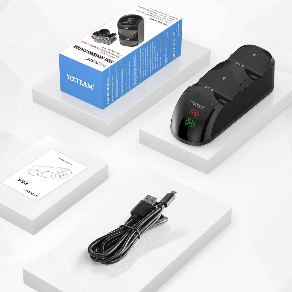 Buy now for P4 Controller Charger Dock Station, 1.8 Hrs Fast Charging for P4 Charging Station, Charging Station with LED Indicator Charge Chip, Dual USB PS4 Charger Dock for PS4/PS4 Slim/PS4 Pro Charge at indiglob india