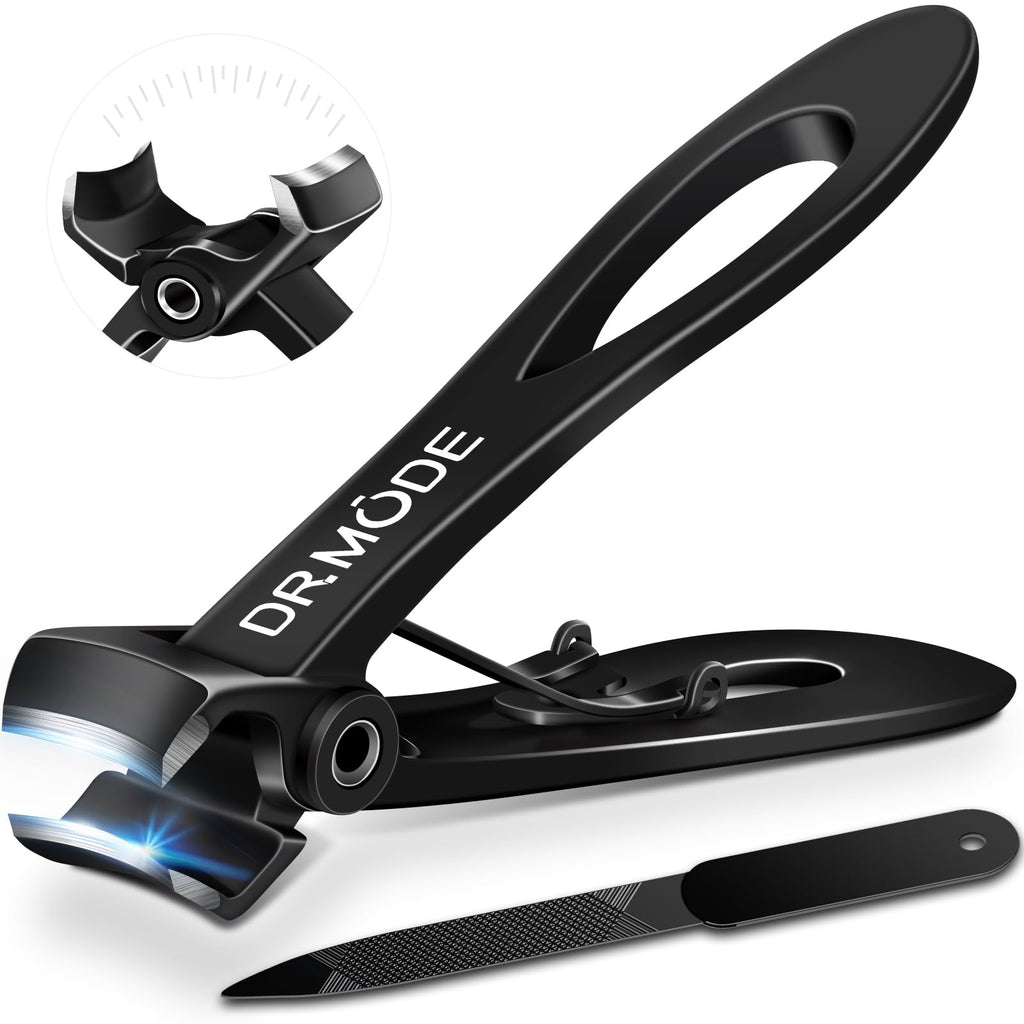 DRMODE Nail Clippers for Thick Nails Angled Head | Toenail Clippers for Thick Toenails Wide Jaw Opening, Sharp Toe Nail Clipper Cutter for Men with Catcher,Large,Heavy Duty