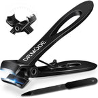 DRMODE Nail Clippers for Thick Nails Angled Head | Toenail Clippers for Thick Toenails Wide Jaw Opening, Sharp Toe Nail Clipper Cutter for Men with Catcher,Large,Heavy Duty