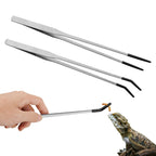 Novery 2PCS 10.6" Rubber Tip Reptile Feeding Tongs, Straight & Curved