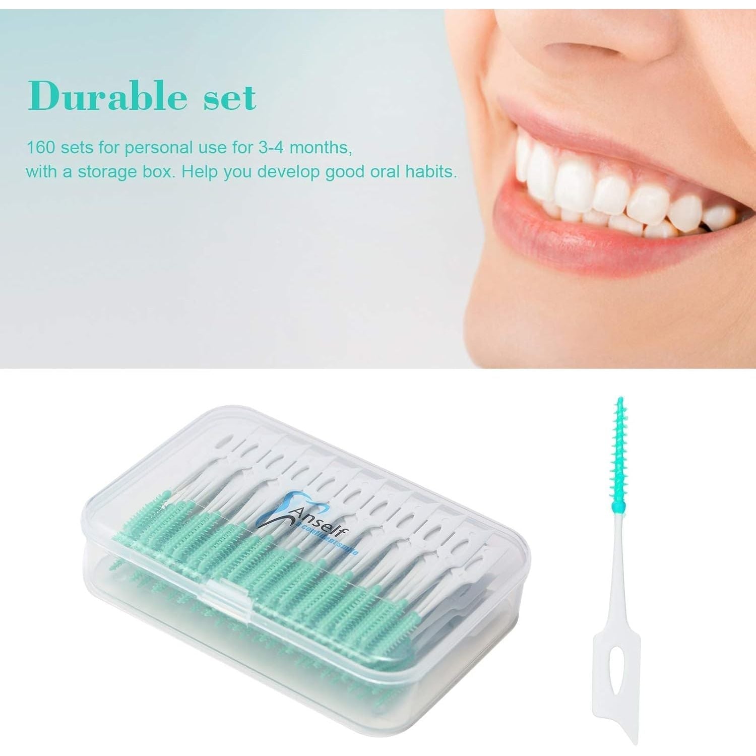 Buy now An-self 160PCS Interdental Brushes Ultra Tight Bristles Tooth Interdental Cleaners Silicone Toothpick Brush Disposable Teeth Soft Picks, Green at indiglob india