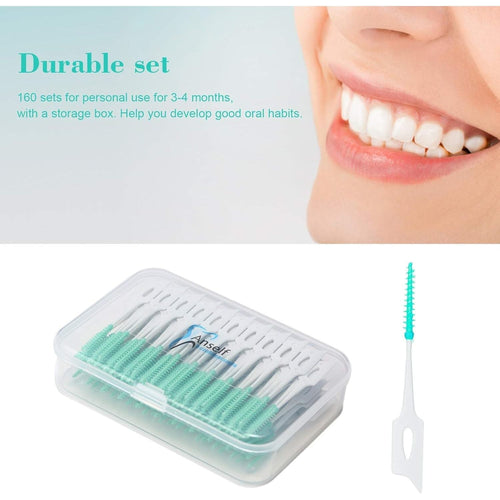 Buy now An-self 160PCS Interdental Brushes Ultra Tight Bristles Tooth Interdental Cleaners Silicone Toothpick Brush Disposable Teeth Soft Picks, Green at indiglob india