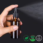 2oz Amber Glass Spray Bottles for Essential Oils, Set of 3 | Small, Travel, Mini, Empty, Fine Mist, for Facial, Cosmetic, Perfume, Hair Care, Room, Refillable, Leakproof, UV protection