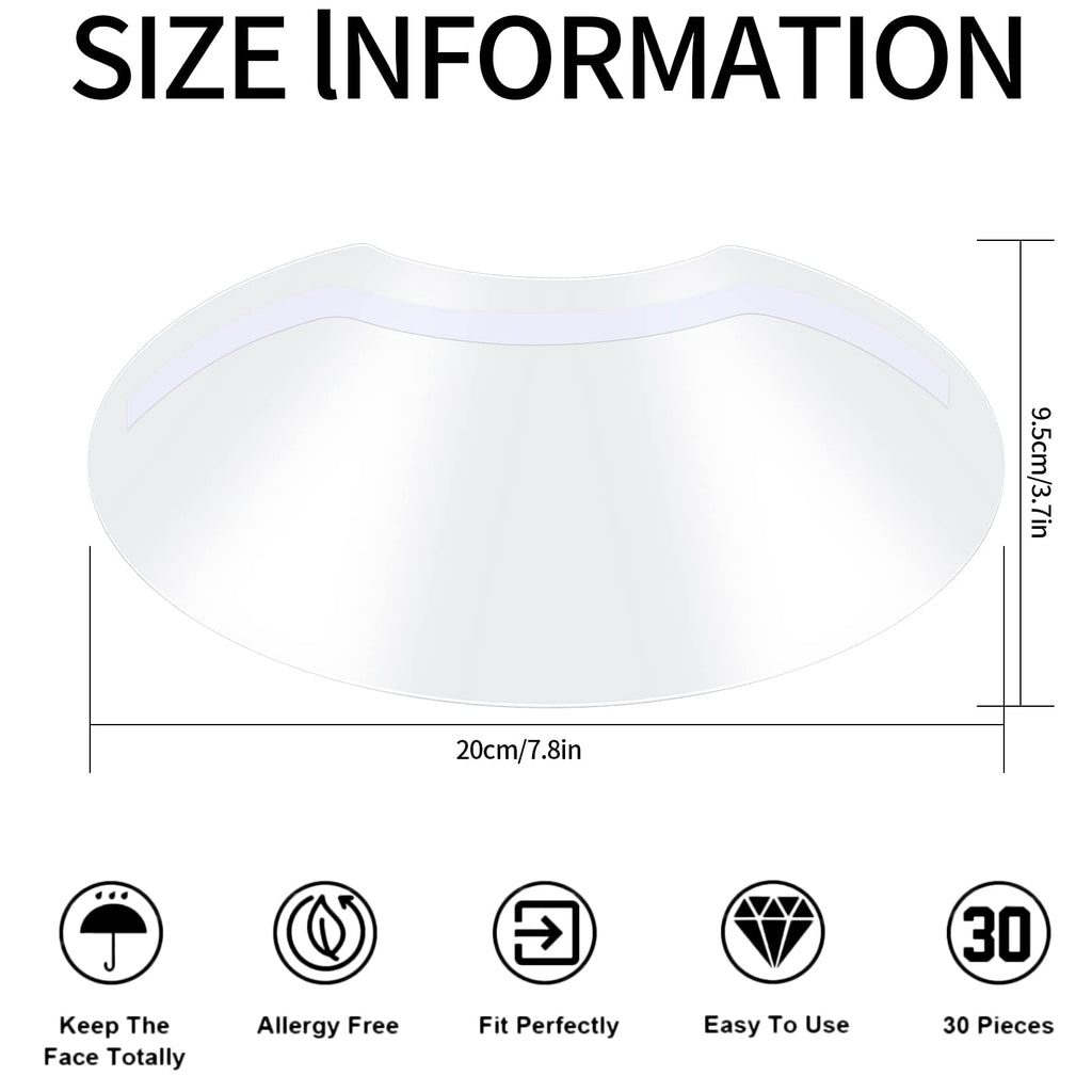 50 Pcs Shower Face Eye Shields, Eyebrow Shower Shield Visors, Eyelash Extensions Shower Face Shield, Microblading Makeup Protector Face Cover Shield for Hairspray Salon Eyelid Aftercare