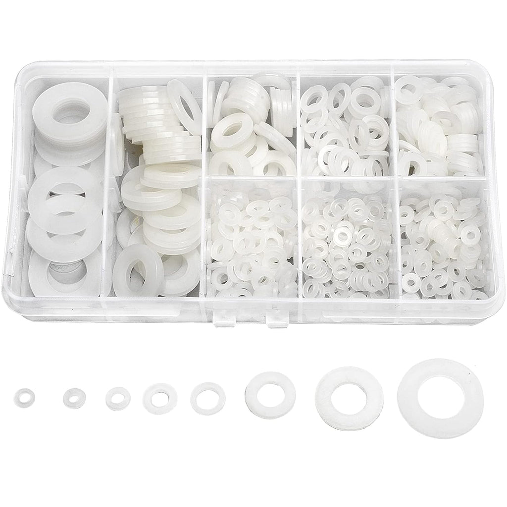 Buy now QTEATAK 510 Pcs White Nylon Flat Washer Assortment Kit for Electrical Connections on Household & Commercial Appliances, (M2 M2.5 M3 M4 M5 M6 M8 M10) Default at indiglob india