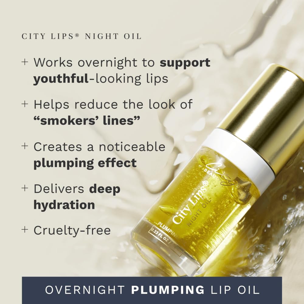 City Beauty City Lips Night Oil, Overnight Lip Plumping Oil 0.23 Fl Oz