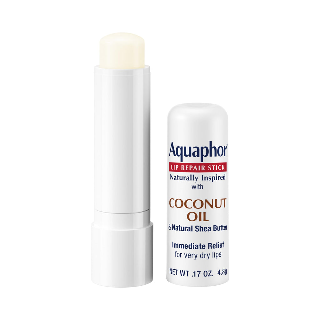 Aquaphor Naturally Inspired Lip Repair Stick with Coconut Oil, 0.17 OZ | Coconut Oil Lip Balm with Shea Butter Immediately Relieves Dryness, Dye, Preservative and Fragrance Free