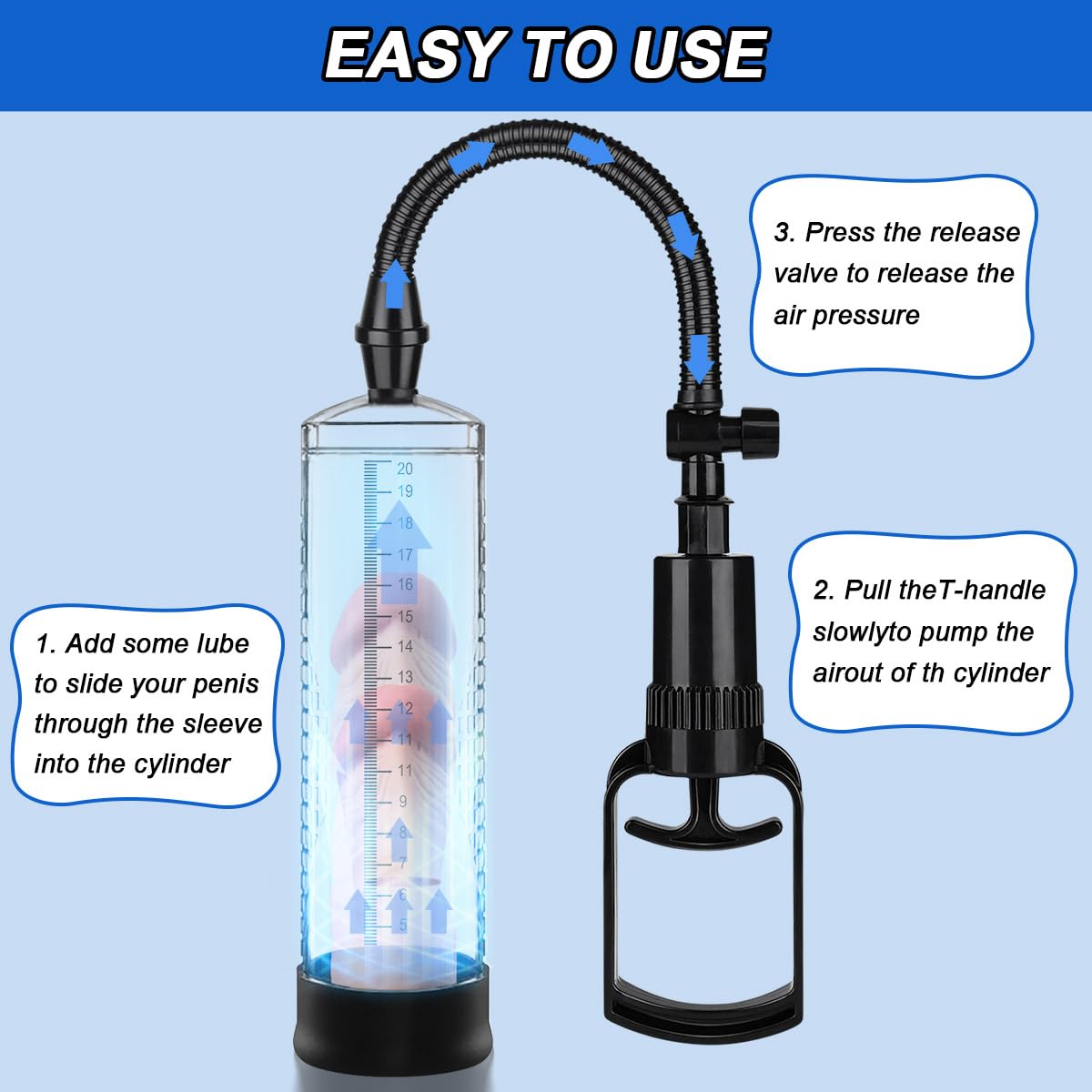 Penis Pump Extender Enlarger with 3 Penis Ring, Penis Pump for Men Erection & Enhancement, Penispumps for Enlargement Pump for Men Couple Stronger Bigger Erection, Manual Penis Vacuum Cock Sex