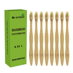 Bamboo Toothbrush Boar Bristles 100% Biodegradable and Natural 8 Pieces of One Pack