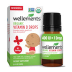 Wellements Organic Baby Vitamin D3 Liquid Drop 400IU Newborn+ 90 Day Supply | Certified Newborn+ Liquid Vitamin D3 Drops, Support Healthy Growth & Bone Development 400 IU per Drop (1 Drop Daily)