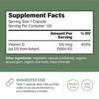 Vegan Vitamin D3 5000 iu Supplement, Supplements for Immune Health & Bones