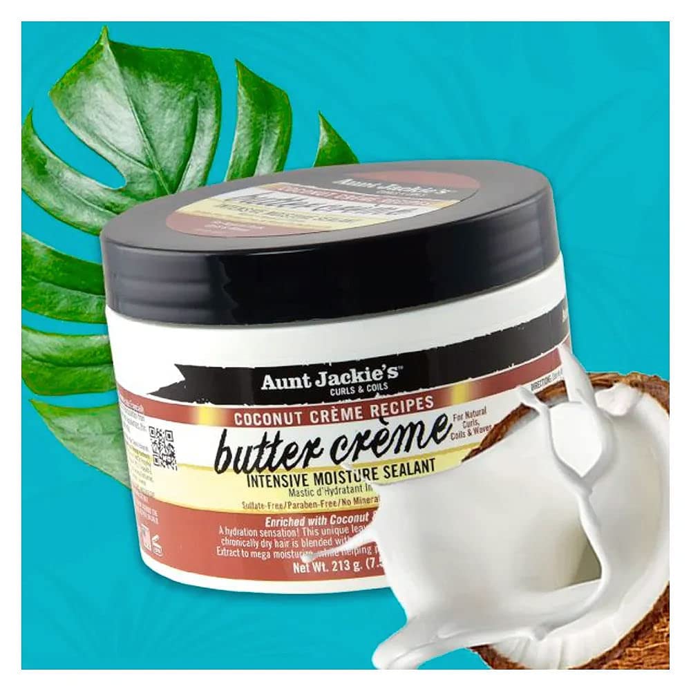 Aunt Jackie's Coconut Crème Recipes Butter Crème Intensive Moisture Sealant, Leave-In Conditioning Therapy for Dry Hair, 7.5 oz